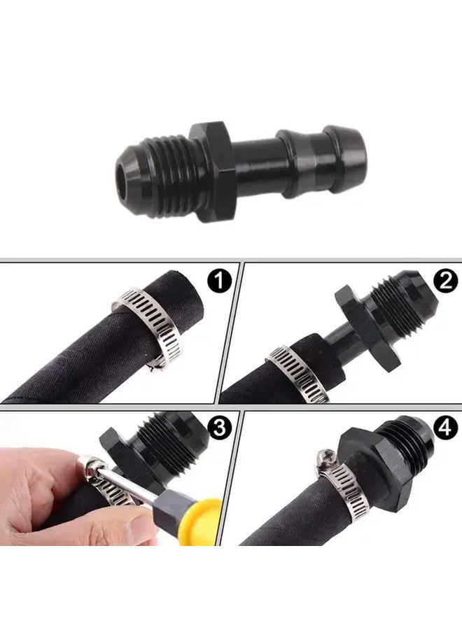 6AN Flare To 3 8 1 2 Hose Barb Adapter Aluminum Fuel Line Fitting Black - Image 4