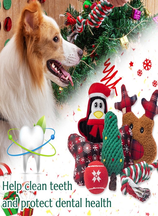 IPRAVOCI Christmas Dog Toys, 6 Pack Interactive Dog Squeaky Plush Toy & Rope Chew Toy & Red Tennis Ball, Holiday Pet Toys for Small, Medium & Large Dogs - Image 4