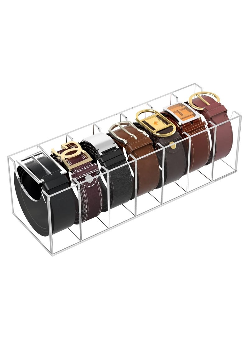 TPGP Belt Organizer, Acrylic Belt Storage Holder for The Closet, 7 Compartments Display Case for Tie and Bow Tie - Image 1
