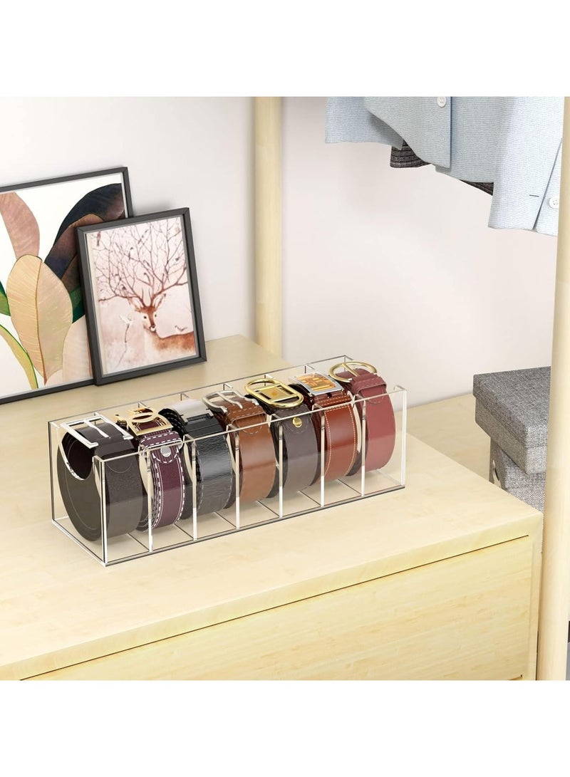 TPGP Belt Organizer, Acrylic Belt Storage Holder for The Closet, 7 Compartments Display Case for Tie and Bow Tie - Image 5