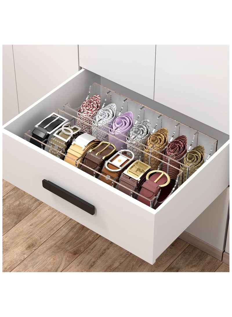 TPGP Belt Organizer, Acrylic Belt Storage Holder for The Closet, 7 Compartments Display Case for Tie and Bow Tie - Image 4