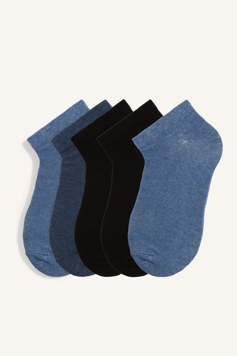 DeFacto Blue Man Man Textured Cotton 5 Piece Socks Casual - Image 1