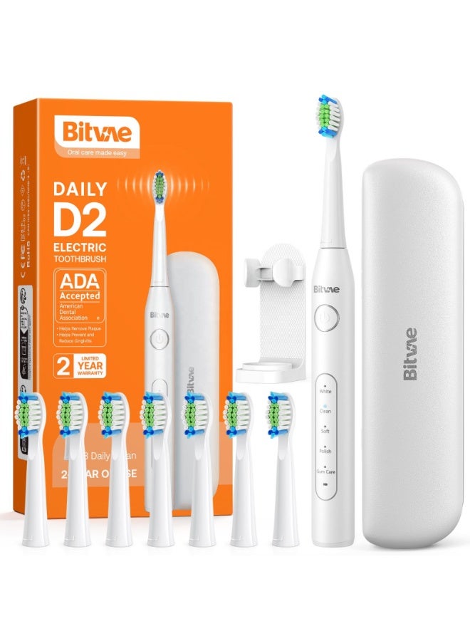 Bitvae D2 Sonic Electric Toothbrush for Adults | Automatic Toothbrush Electric | 5 Cleaning Modes | 8 Toothbrush Heads | Travel Toothbrush with Case | Electric Brush for Deep Cleaning - Image 1