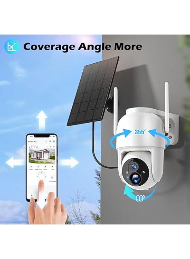 2K Wireless Wi-Fi Security Camera – 360° Rotation, Solar Panel, Human Infrared Detection, Night Vision, Two-Way Audio, 2.4GHz – White - Image 5