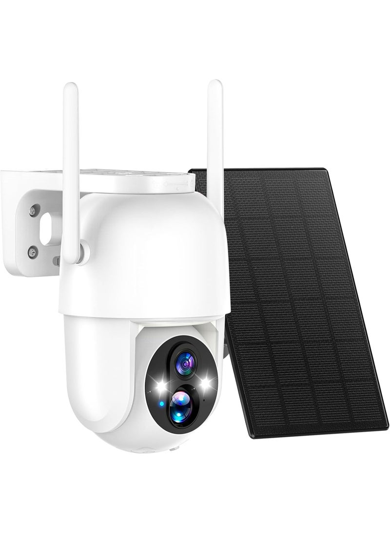 2K Wireless Wi-Fi Security Camera – 360° Rotation, Solar Panel, Human Infrared Detection, Night Vision, Two-Way Audio, 2.4GHz – White - Image 3