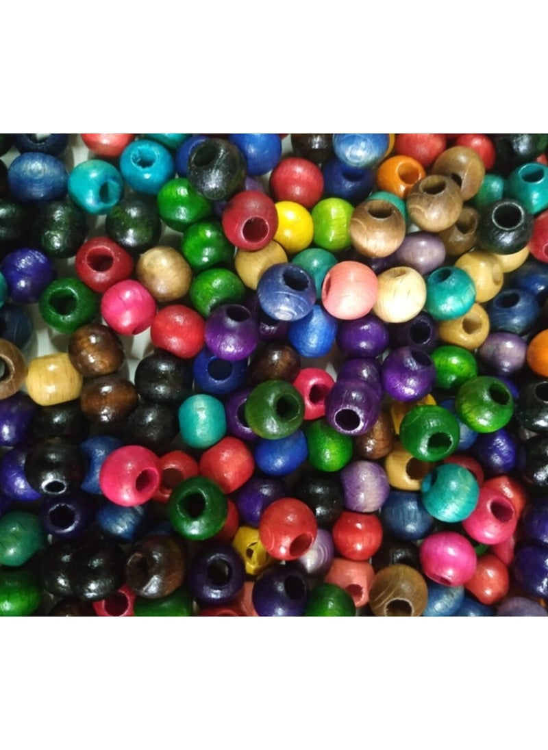 TıkTık AL Mixed Color Wooden Beads, 10 mm Round, 100 gr (±320 Pieces)  - Image 1