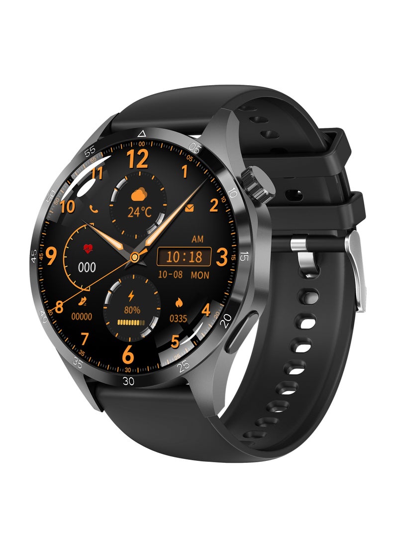 GULFLINK 2024 Round Shape Smart Watch For Men GT4 Pro Blood Oxygen Fitness Tracker Smartwatch- Black - Image 1