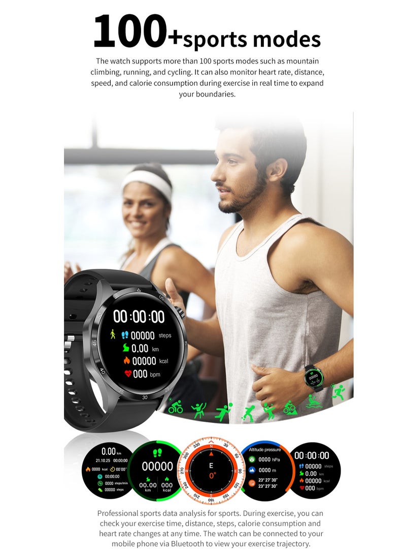 GULFLINK 2024 Round Shape Smart Watch For Men GT4 Pro Blood Oxygen Fitness Tracker Smartwatch- Black - Image 5