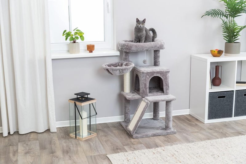 TRIXIE Pepito 394 Cat Tower 3Level Cat Tree with Sisal Scratching Posts and Ramp Plush Condo and Hammock - Image 2