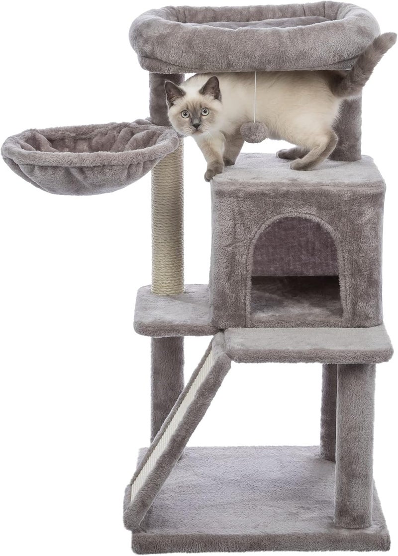 TRIXIE Pepito 394 Cat Tower 3Level Cat Tree with Sisal Scratching Posts and Ramp Plush Condo and Hammock - Image 4