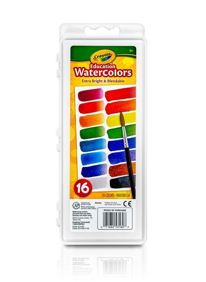 Crayola Watercolor Paint Set (16 Count), Washable Paint for Kids, 1 Paint Brush, Arts & Crafts Supplies, Assorted Colors, Ages 4+ - Image 1