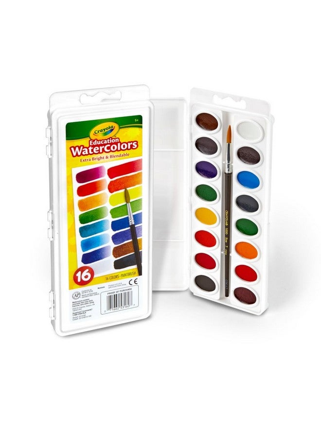 Crayola Watercolor Paint Set (16 Count), Washable Paint for Kids, 1 Paint Brush, Arts & Crafts Supplies, Assorted Colors, Ages 4+ - Image 2