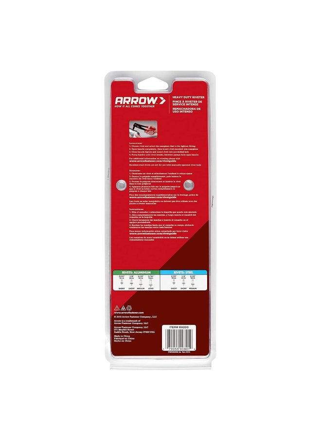 Arrow Heavy Duty Rivet Tool with Non-Slip Lockable Handle Black and Red 31.7 x 4.06 x 11.93 cm RH200S  - Image 3