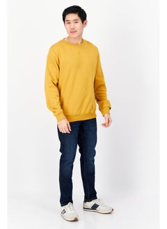 DUCK AND COVER Men Crew Neck Long Sleeve Solid Sweatshirt, Mustard  - Image 5