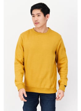 DUCK AND COVER Men Crew Neck Long Sleeve Solid Sweatshirt, Mustard  - Image 1