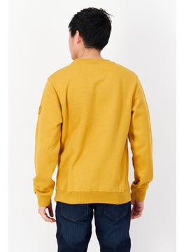 DUCK AND COVER Men Crew Neck Long Sleeve Solid Sweatshirt, Mustard  - Image 3