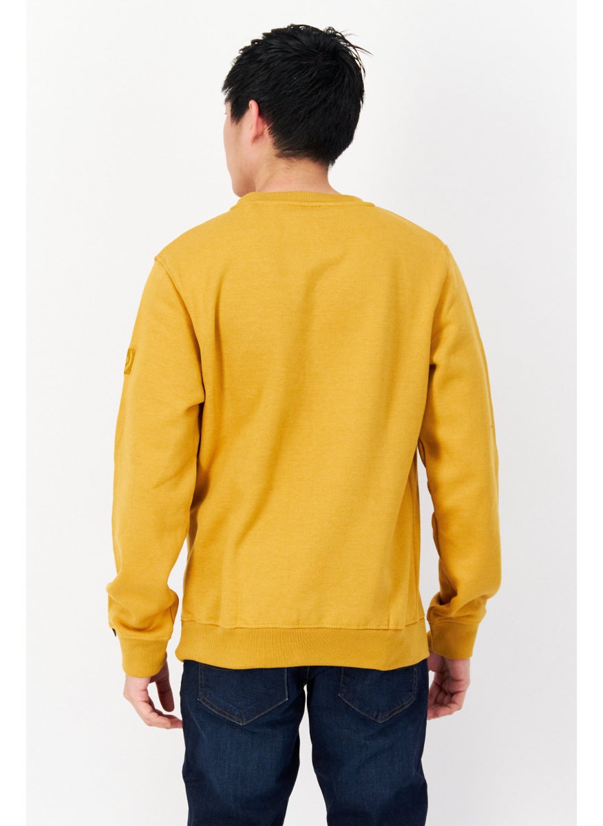 DUCK AND COVER Men Crew Neck Long Sleeve Solid Sweatshirt, Mustard  - Image 3