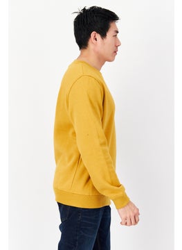 DUCK AND COVER Men Crew Neck Long Sleeve Solid Sweatshirt, Mustard  - Image 4