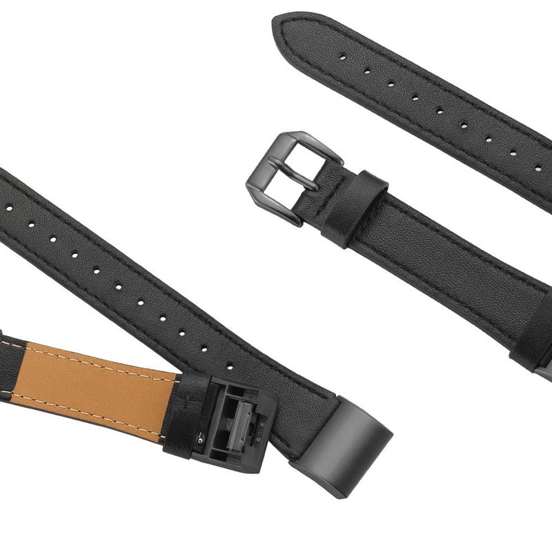 سيمبيك Simpeak Leather Band متوافق مع Fitbit Charge 2 استبدال حزام معصم من الجلد الأصلي لـ Fitbit Charge 2 Black Band+Black Adapter - Image 4