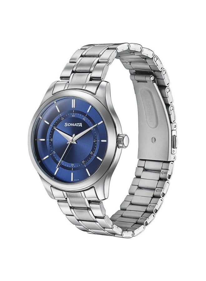 Sonata 77149SM01 Men’s Watch – Blue Dial, Silver Stainless Steel Strap, Quartz Movement, 30 m Water Resistance - Image 3