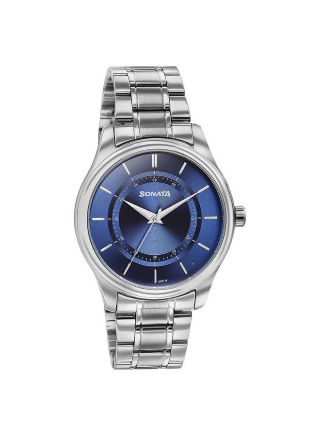 Sonata 77149SM01 Men’s Watch – Blue Dial, Silver Stainless Steel Strap, Quartz Movement, 30 m Water Resistance - Image 2
