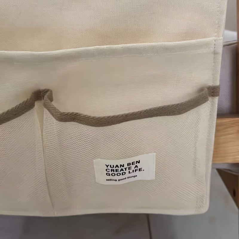 Beige Japanese Style Bedside Table Chair Multi Functional Storage Hanging Bag Portable Organizer For Home Desk Drawer Storage - Image 1