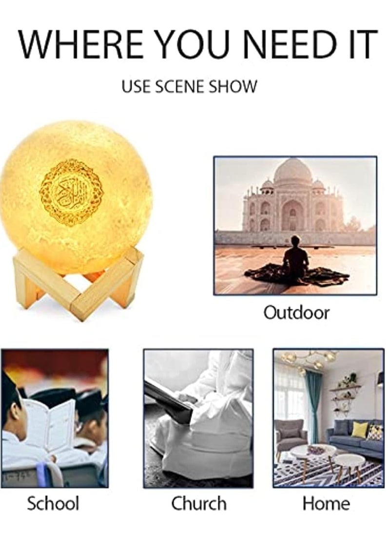 ELTRAZONE - Portable Bluetooth Speaker, 4 in 1 Quran Speaker with 16 Colors 3D Print Moon Lamp Night Light, Quran Recitations - Image 1