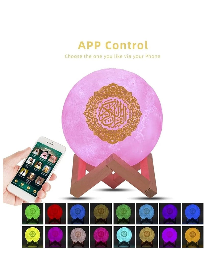 ELTRAZONE - Portable Bluetooth Speaker, 4 in 1 Quran Speaker with 16 Colors 3D Print Moon Lamp Night Light, Quran Recitations - Image 1