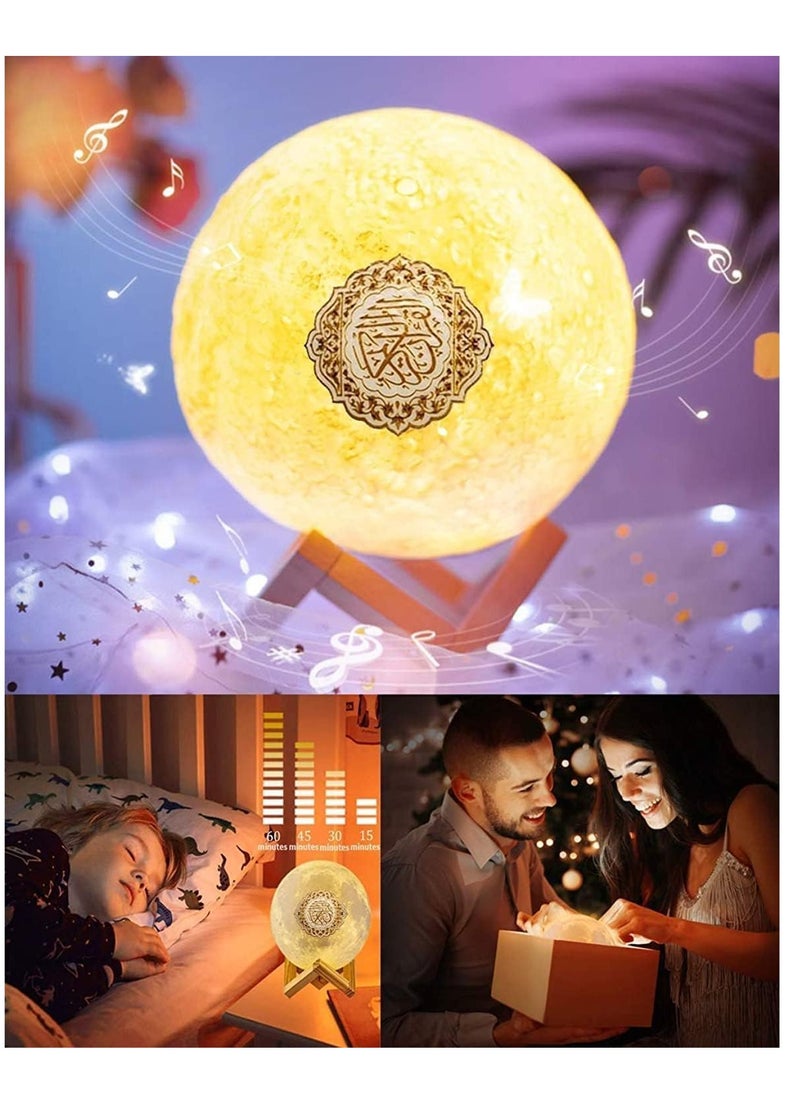 ELTRAZONE - Portable Bluetooth Speaker, 4 in 1 Quran Speaker with 16 Colors 3D Print Moon Lamp Night Light, Quran Recitations - Image 1