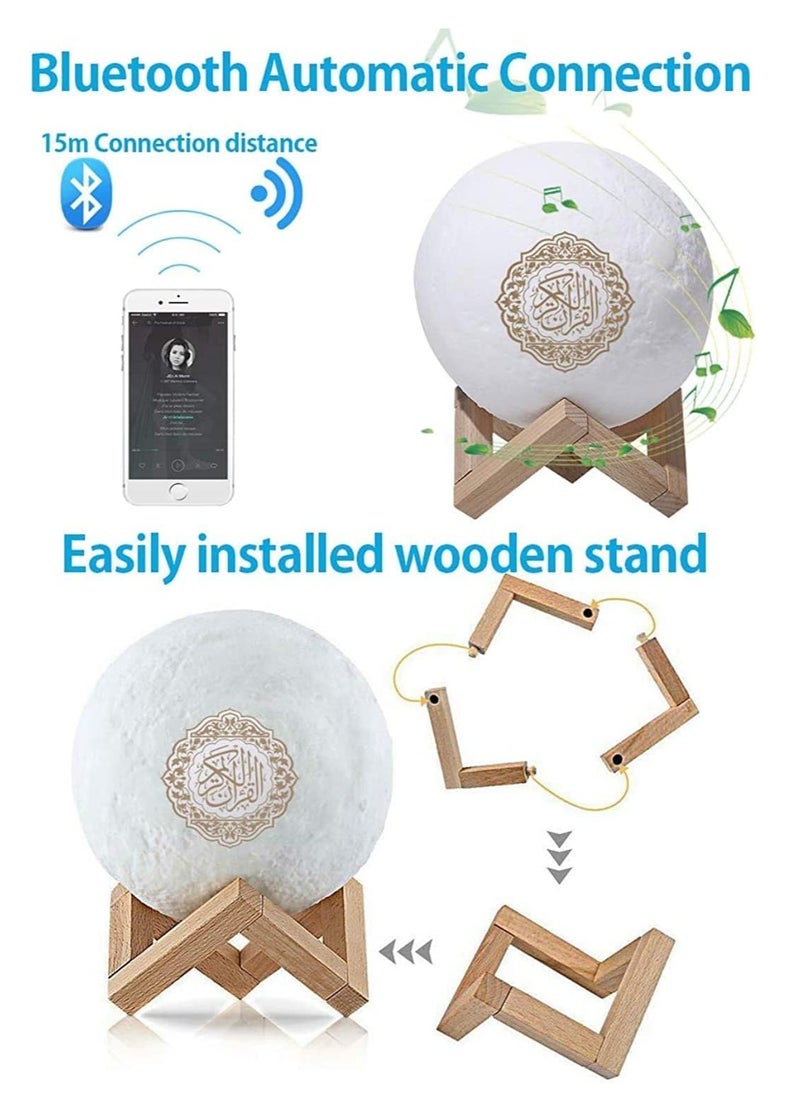 ELTRAZONE - Portable Bluetooth Speaker, 4 in 1 Quran Speaker with 16 Colors 3D Print Moon Lamp Night Light, Quran Recitations - Image 1