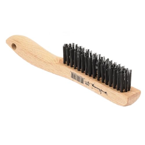 Forney 70505 Wire Scratch Brush, Carbon Steel with Wood Shoe Handle, 10-1/4-Inch-by-.014-Inch - Image 1