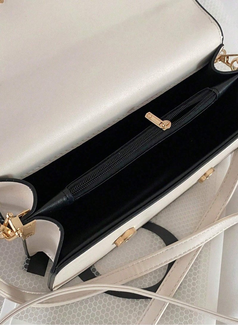 ارواق حقيبة يد مربعة أنيقة مزينة بزخارف معدنية، بسعة كبيرة، خفيفة الوزن، محمولة، محفظة صغيرة بغطاء سلسلة، حقيبة مربعة صغيرة للنساء مزينة بزخارف معدنية وسلسلة للفتيات - Image 5