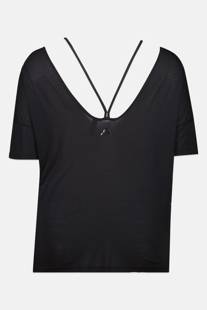 Adidas Women Plus Size Short Sleeves Yoga Top, Black - Image 2