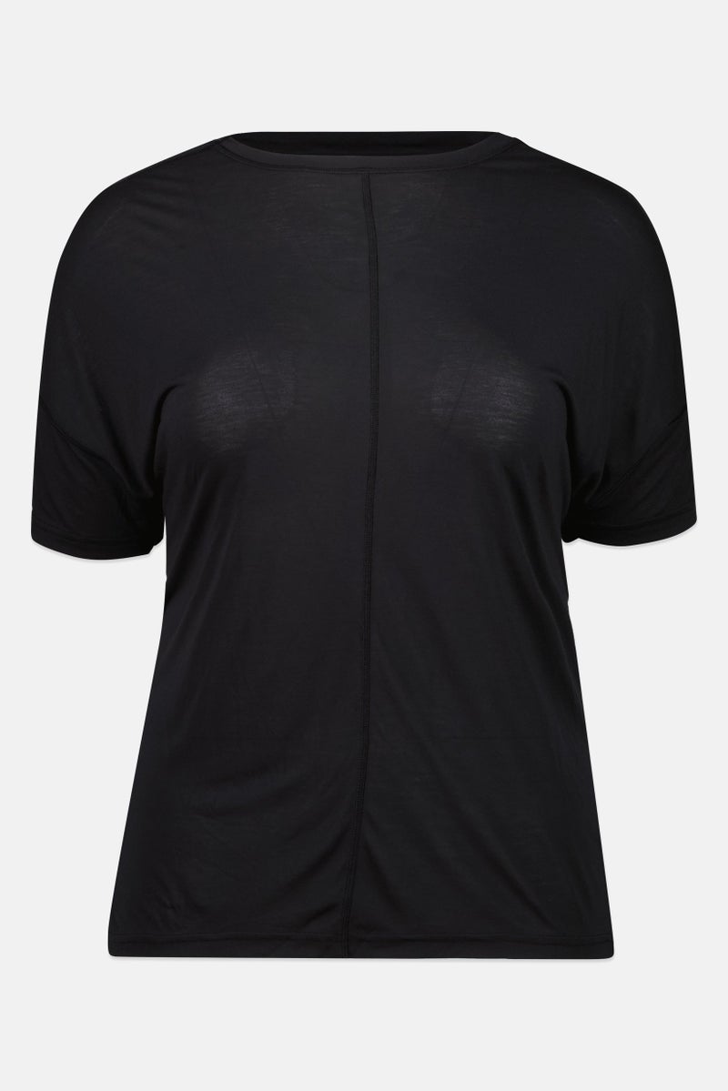 Adidas Women Plus Size Short Sleeves Yoga Top, Black - Image 3