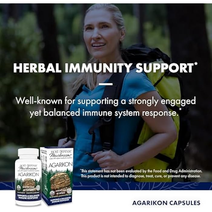 Host Defense Agarikon Capsules - Immune System Support Supplement - Mushroom Supplement to Aid Immune Functions & Cell Strength - Herbal Dietary Supplement - 60 Capsules (60 Servings)* - Image 4