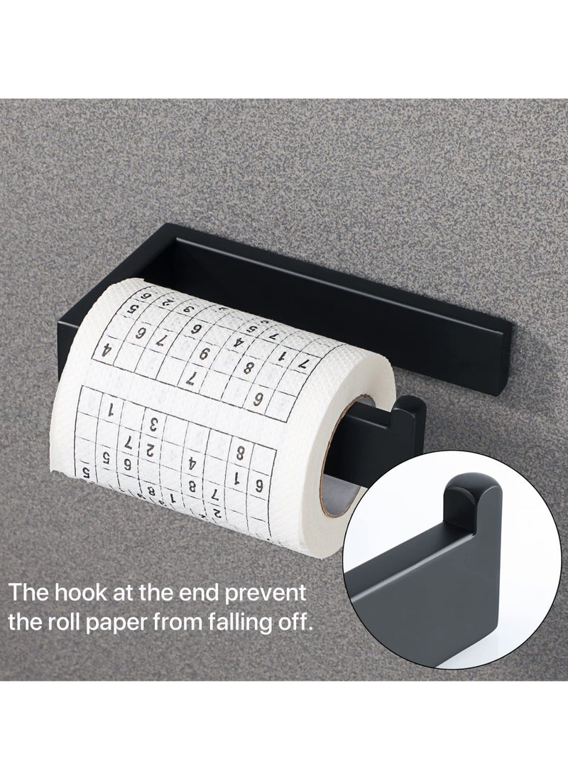 SYOSI - SYOSI Matte Black Toilet Roll Holder Wall Mounted, Premium 304 Stainless Steel Toilet Paper Holder, for Bathroom Kitchen, Matte Black Square Design - Image 1