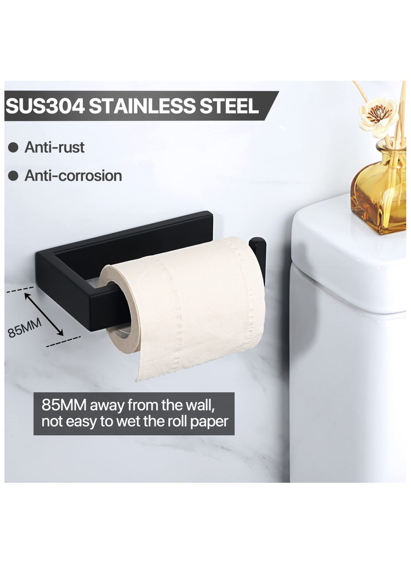 SYOSI - SYOSI Matte Black Toilet Roll Holder Wall Mounted, Premium 304 Stainless Steel Toilet Paper Holder, for Bathroom Kitchen, Matte Black Square Design - Image 1