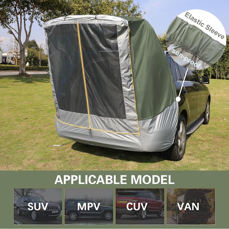 HREFEU SUV Tailgate Tent with Awning - Waterproof UPF 50+, Green, Fits Most SUVs, 5 Person Capacity - Image 3