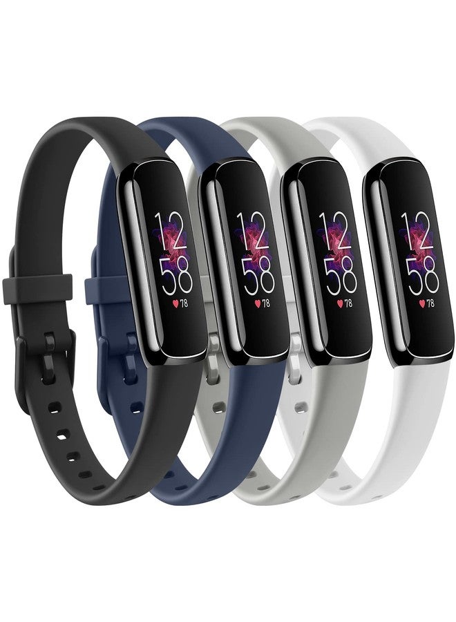 اي كي عبوة من 4 أساور متوافقة مع أساور Fitbit Luxe، أساور رياضية من السيليكون الناعم لسوار Fitbit Luxe لتتبع اللياقة البدنية (صغير، أسود/أزرق داكن/رمادي/أبيض) - Image 1
