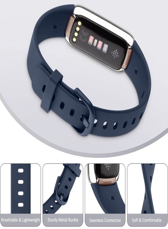اي كي عبوة من 4 أساور متوافقة مع أساور Fitbit Luxe، أساور رياضية من السيليكون الناعم لسوار Fitbit Luxe لتتبع اللياقة البدنية (صغير، أسود/أزرق داكن/رمادي/أبيض) - Image 3