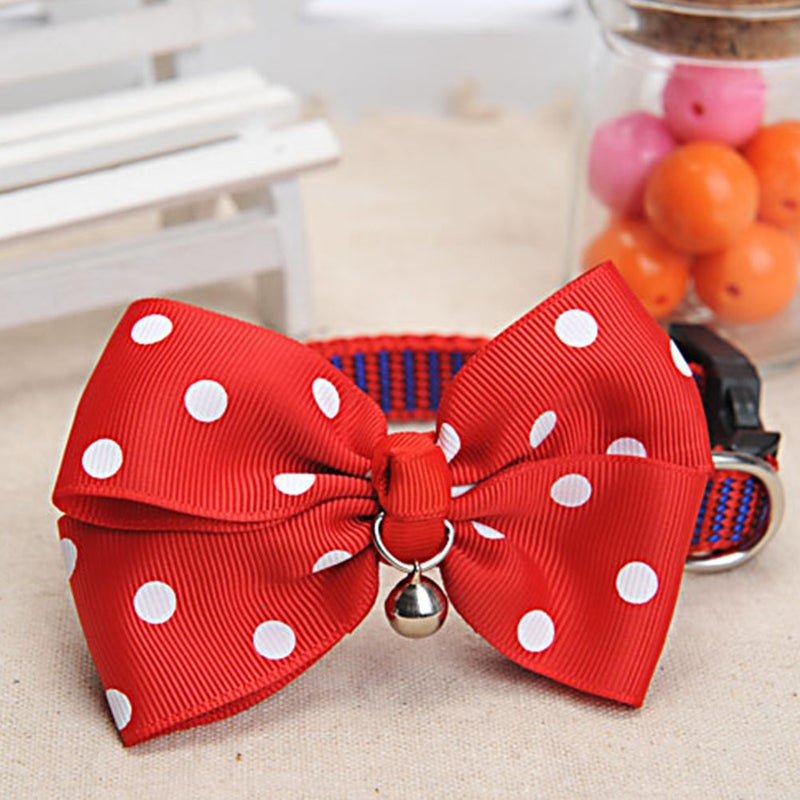 Cat Dog Pet Collar Bell Dot Bow Butterfly Knot Cat Collar Adjustable Buckle Necklace Puppy Dog Collar Pet Supplies - Image 2