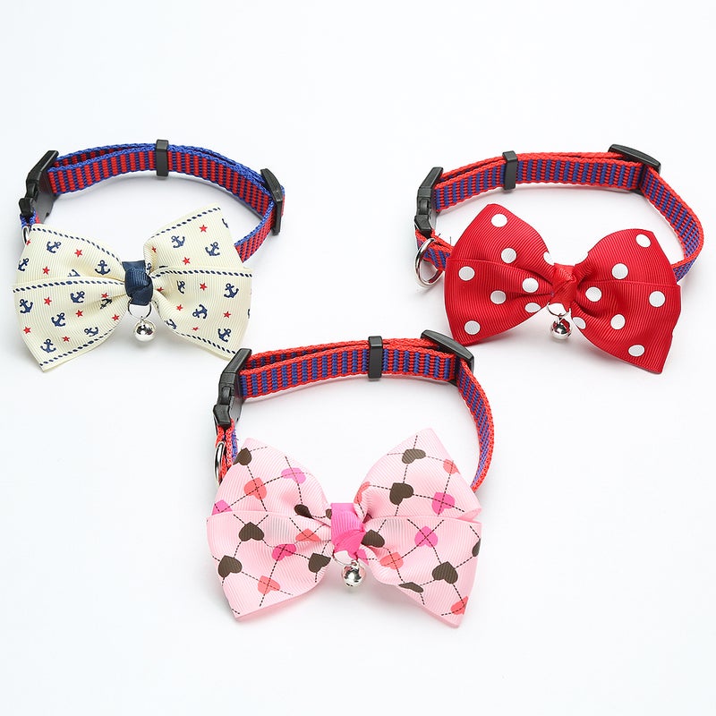 Cat Dog Pet Collar Bell Dot Bow Butterfly Knot Cat Collar Adjustable Buckle Necklace Puppy Dog Collar Pet Supplies - Image 4