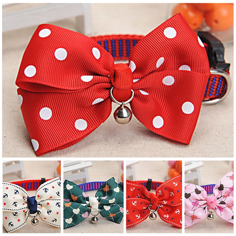 Cat Dog Pet Collar Bell Dot Bow Butterfly Knot Cat Collar Adjustable Buckle Necklace Puppy Dog Collar Pet Supplies - Image 1