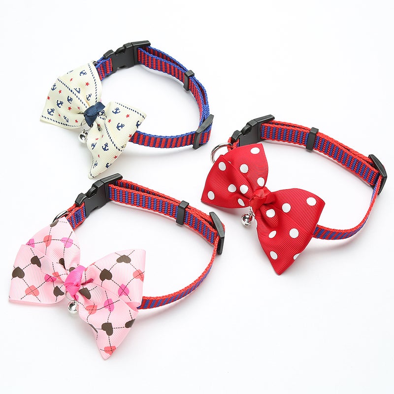 Cat Dog Pet Collar Bell Dot Bow Butterfly Knot Cat Collar Adjustable Buckle Necklace Puppy Dog Collar Pet Supplies - Image 5