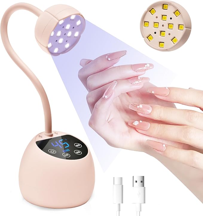 CGBE Mini UV Nail Lamp with Smart Auto Sensor and Display 12 Beads Mini Nail Lamp UV Lamps for Gel Nails with 4 Modes Portable LED Nail Lamp with USB Charging Cable in Salon Or DIY at Home - Image 1