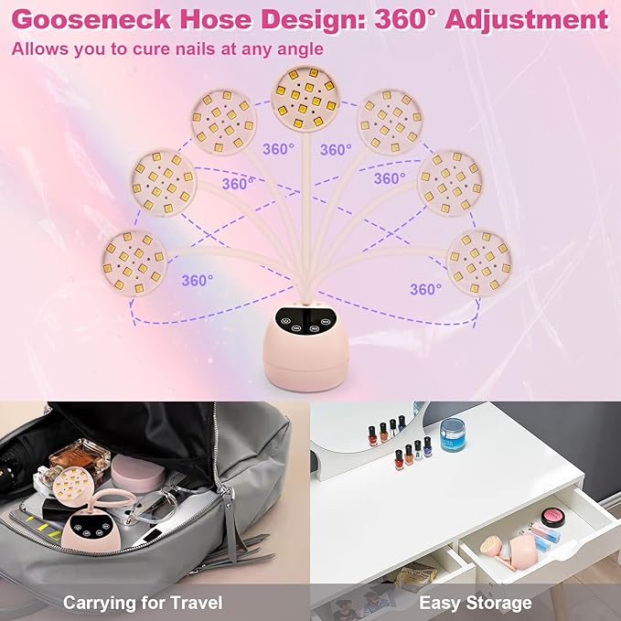 CGBE Mini UV Nail Lamp with Smart Auto Sensor and Display 12 Beads Mini Nail Lamp UV Lamps for Gel Nails with 4 Modes Portable LED Nail Lamp with USB Charging Cable in Salon Or DIY at Home - Image 5