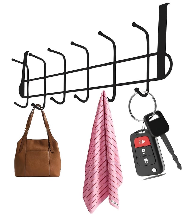 VDHJA VDHJA Trendy Home OverTheDoor Hook Hanger Hanging Organizer with 5 Hooks for Bedroom Bathroom Kitchen Doors No Drilling Required for Shirts Belts Towels  - Image 1
