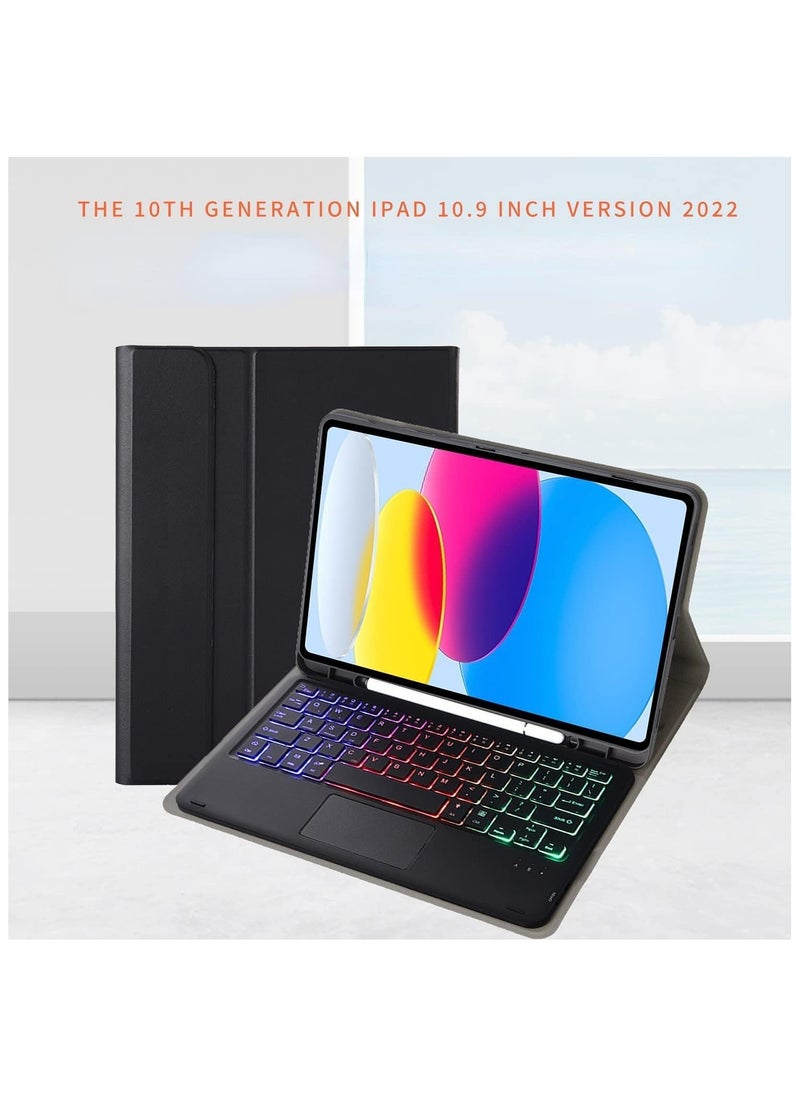 Cool Baby Touchpad Arabic and English Keyboard Case for iPad 10th Generation Case (10.9", 2022)Backlight Multi Touch Trackpad Flip Stand Case with Pencil Holder  - Image 3