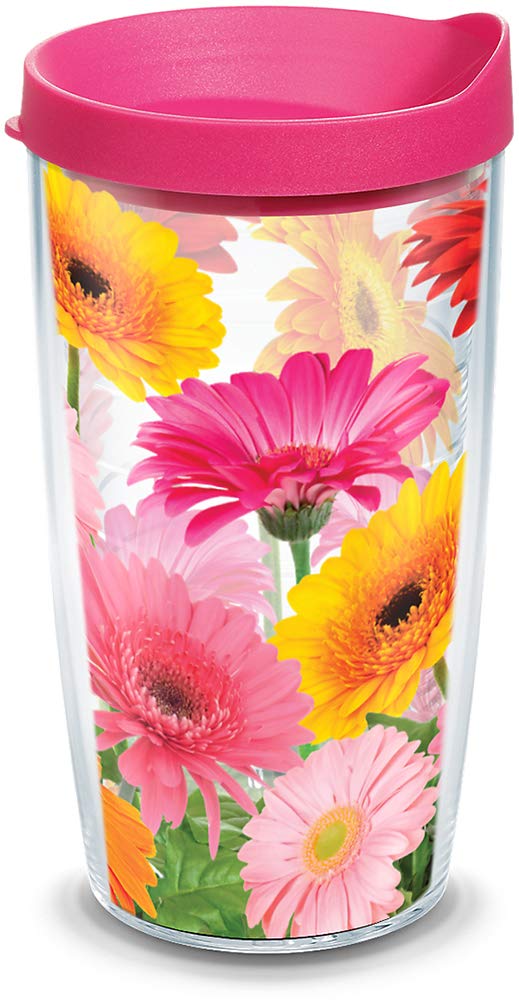 Tervis Gerbera Daisies Made in USA Double Walled Insulated Tumbler Travel Cup Keeps Drinks Cold  Hot 16oz Classic