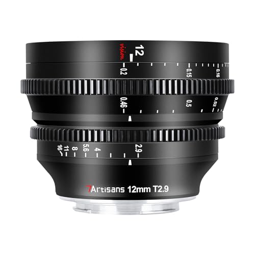 7Artisans 12mm T2.9 Large Aperture APS-C Ultra Wide Angle Cine Lens, Manual Fixed Focus Low Distortion Cinema Lens Compatible for Nikon Z Mount Z5 Z6 Z7 Z9 Z50 Z6II Z7II ZFC, Black - Image 1